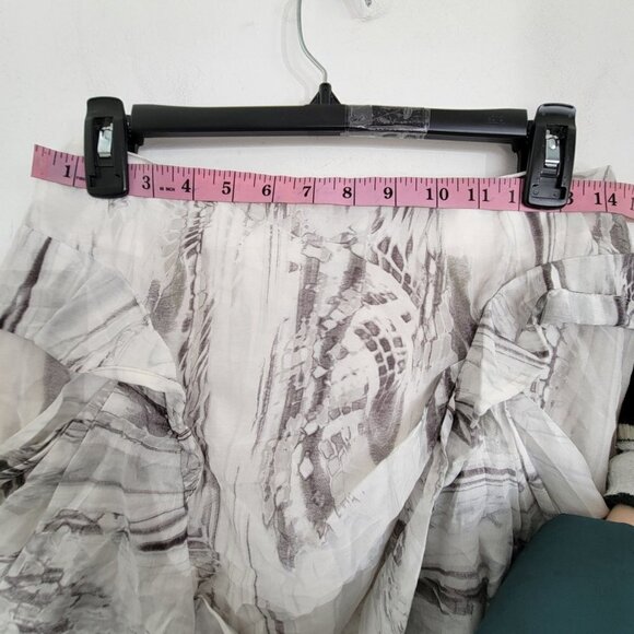L.A.M.B. Gwen Stefani Gray White Marble Print Pocket Silk Drape Mini Skirt Sz 2 - Picture 7 of 12